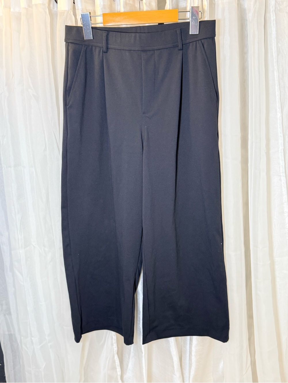 Black Straight-Leg Dress Pants